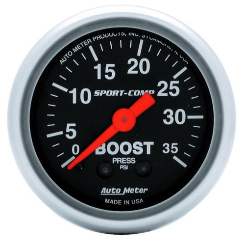 Autometer Sport-Comp 2-1/16 in. Boost Pressure Gauge with 0-35 PSI - 3304