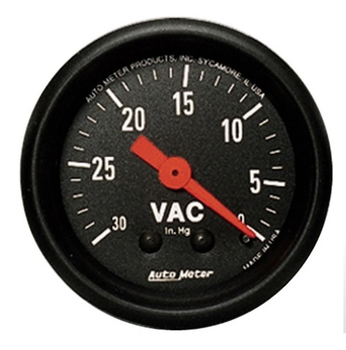 Autometer Z-Series 2-1/16 in. Vacuum Gauge 30 in. HG - Bulk Pkg - 2610