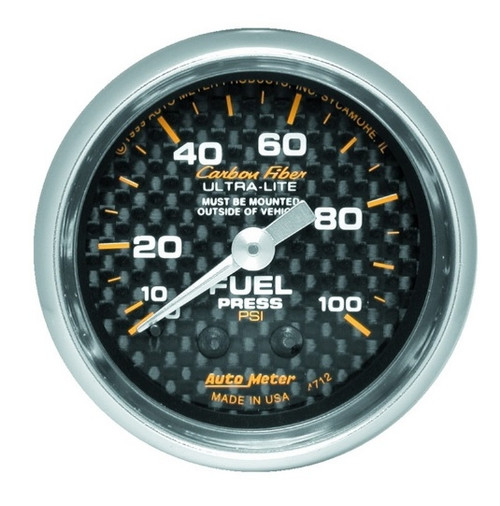 Autometer Carbon Fiber 2-1/16 in. Fuel Pressure Gauge 0-100 PSI - 4712