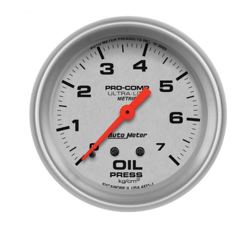 Autometer Ultra-Lite 2-5/8 in. Oil Pressure Gauge with 0-7 kg/cm2 - 4421-J