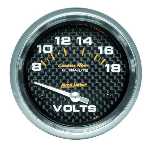 Autometer Carbon Fiber 2-5/8 in. Voltmeter Gauge 8-18V - 4891