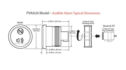 Murphy PVAA20-BB PowerView Audible Alarm 2 in. with Low Profile SAE Black Bezel - Flat Lens