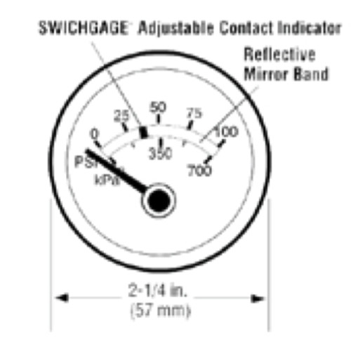 Murphy EGS21P-300-12-A Electric Pressure Swichgage 0-300 PSI 12V with Semi-Glass Polished Finish Black Bezel