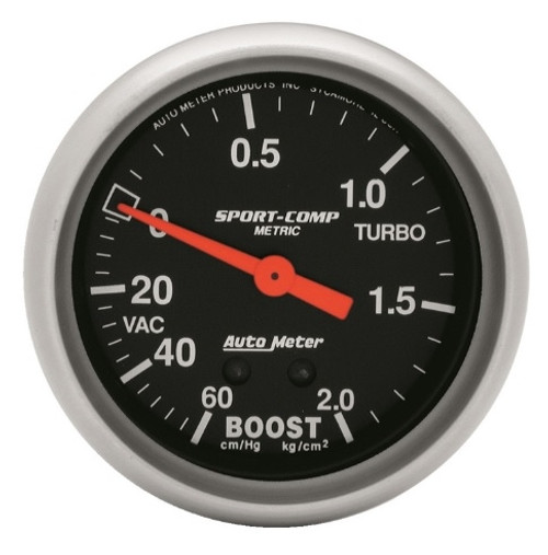 Autometer Sport-Comp 2-5/8 in. Boost/Vacuum Gauge 60 CM/HG-2.0 KG/CM2 - 3401-J