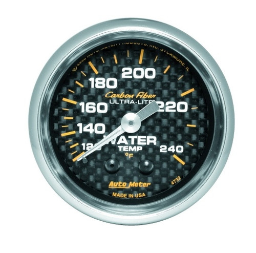 Autometer Mechanical Carbon Fiber 2-1/16 in. Water Temperature Gauge 120-240F - 4732