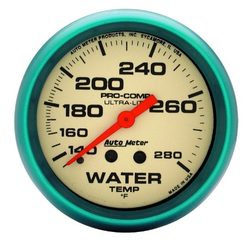 Autometer Mechanical Ultra-Nite 2-5/8 in. Water Temperature Gauge 140-280F - 4535