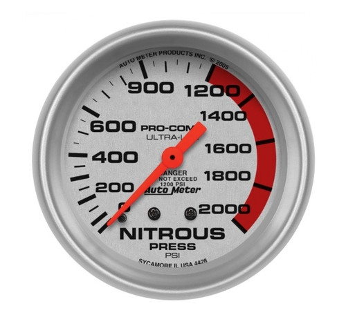 Autometer Mechanical Ultra-Lite Pro-Comp 2-5/8 in. Nitrous Pressure Gauge 0-2000 PSI - 4428