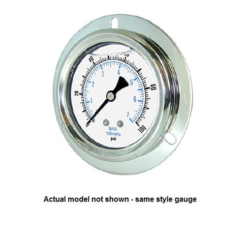 PIC 0-10,000 PSI Glycerine Filled Pressure Gauge 2.5 in. with Stainless Steel Case and Copper Alloy Internals - 204L-254U