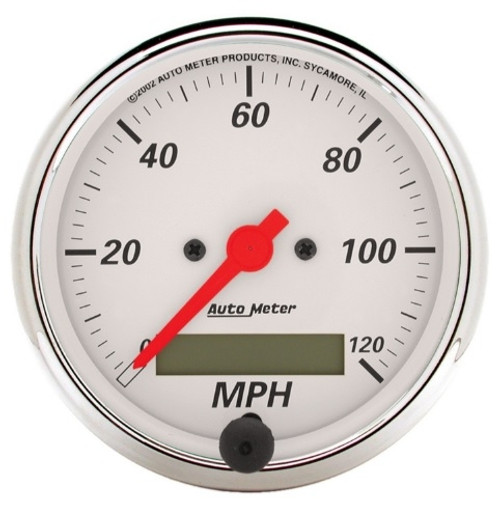 Autometer Air-Core Arctic White 3-1/8 in. Speedometer Gauge 0-120 MPH - 1388