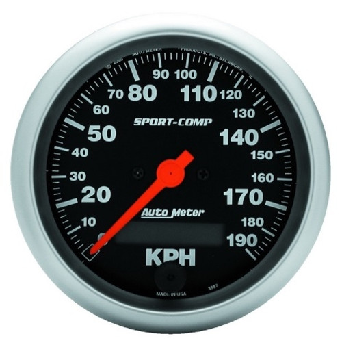 Autometer Electric Sport-Comp 3-3/8 in. Speedometer Gauge 0-120 KM/H - 3987-M