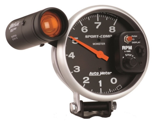 Autometer Air-Core Sport-Comp 5 in. Pedestal Tachometer Gauge 0-8000 RPM with Shift Light - 3905