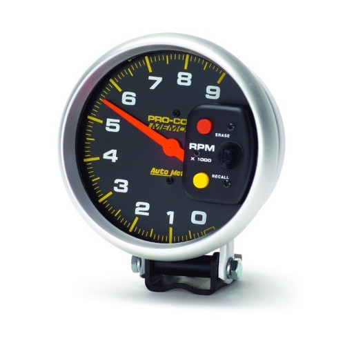 Autometer Air-Core Pro-Comp 5 in. Pedestal Tachometer Gauge 0-9000 RPM with Memory Recall - 6809