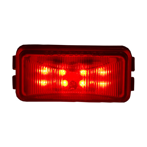 Heavy Duty Lighting 2.5 in. Rectangular Red with Clear Lens 2-Pin Clearance Marker - HD25108RC