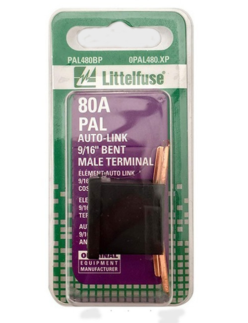 Littelfuse PAL Auto Link 9/16 in. Bent Male Terminal Fuse 80A 32V in Black - Carded - 0PAL480.XP