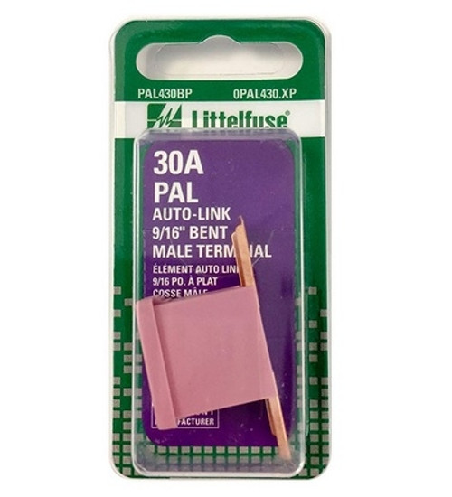 Littelfuse PAL Auto Link 9/16 in. Bent Male Terminal Fuse 30A 32V in Pink - Carded - 0PAL430.XP