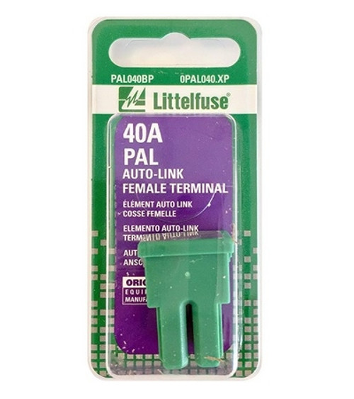 Littelfuse PAL Auto Link Female Terminal Fuse 40A 32V in Green - Carded - 0PAL040.XP