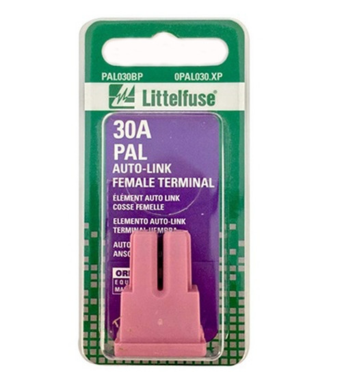 Littelfuse PAL Auto Link Female Terminal Fuse 30A 32V in Pink - Carded - 0PAL030.XP
