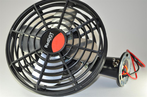 Red Dot All Purpose Fan 12V with Plastic Cage and Two Wire with Toggle - 73R9052