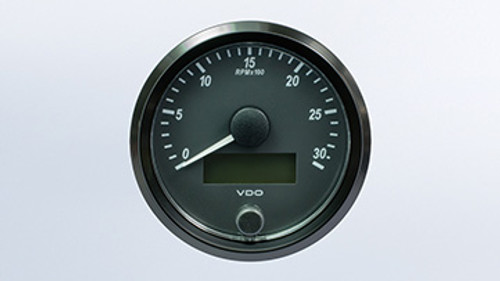VDO SingleViu Tachometer 80mm 3000RPM Retail pack with harness