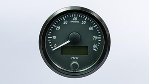 VDO SingleViu Tachometer 80mm 8000RPM. Retail pack with harness