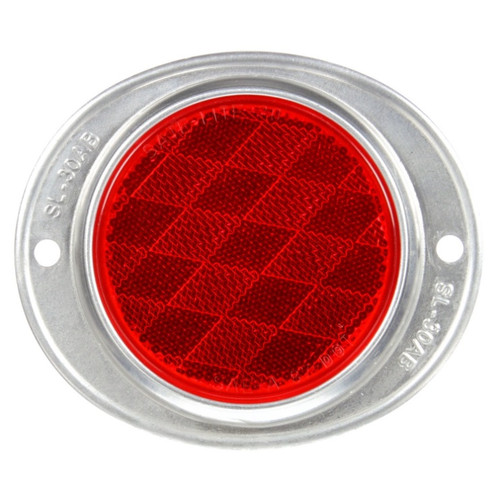Signal-Stat Red Round Reflector with 2 Screw Silver Aluminum Bracket Mount by Truck-Lite - 41