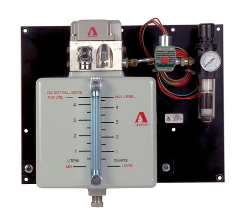 Alemite Plate Mounted Centralized Oil Lubricator 1 CFM with Low-Level Switch and Air Solenoid Valve 115 VAC - 3942-BC