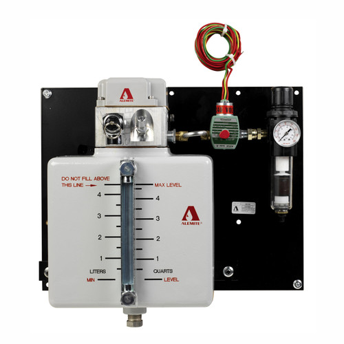 Alemite Plate Mounted 0.8-3.1 CFM Oil-Mist Generator with 220 V AC Oil Level Switch and Air Solenoid Value - 3943-BD