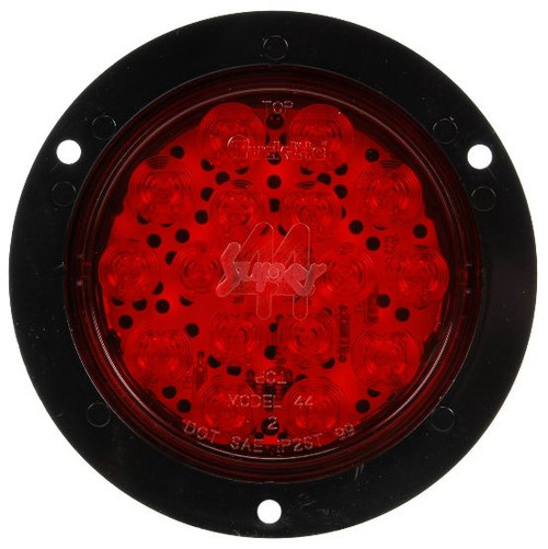Truck-Lite Super 44 17 Diode Red Round LED Stop/Turn/Tail Light 24V with Black Flange Mount - 44266R