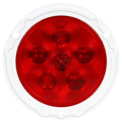 Truck-Lite Super 44 6 Diode Red Round LED Stop/Turn/Tail Light 12V with White Flange Mount - 44328R