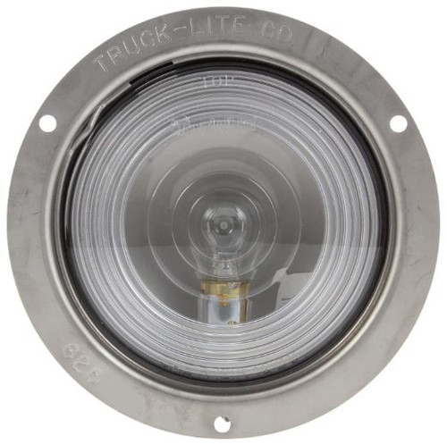 Truck-Lite 80 Series 1 Bulb Clear Round Incandescent Back-Up Light 12V with Silver Flange Mount - Bulk Pkg - 80344-3