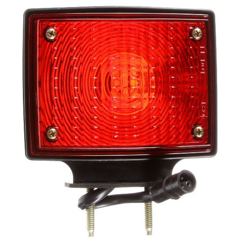 Truck-Lite 2 Bulb Dual Face 3 Wire LH Red/Yellow Square Incandescent Pedestal Light 12V with Black 2 Stud Mount - 70356