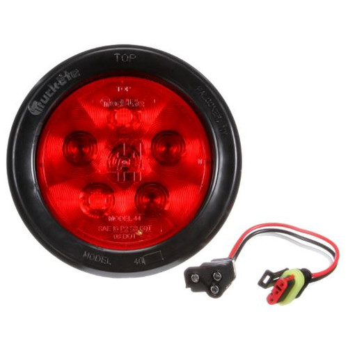 Truck-Lite Super 44 6 Diode Red Round LED Stop/Turn/Tail Light Kit 12V with Black Grommet Mount - Bulk Pkg - 44030R3