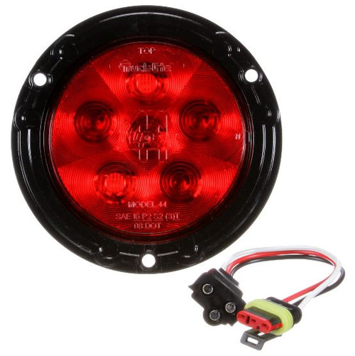 Truck-Lite Super 44 6 Diode Red Round LED Stop/Turn/Tail Light Kit 12V with Black Flange Mount - 44036R