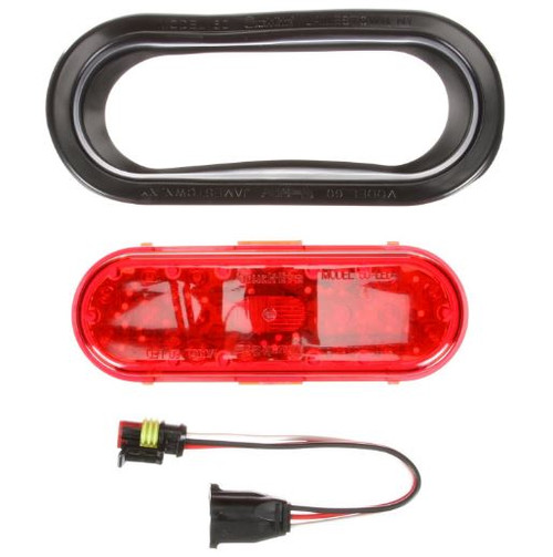 Truck-Lite 60 Series 26 Diode Red Oval LED Stop/Turn/Tail Light Kit 12V with Black Grommet Mount - Bulk Pkg - 60050R3