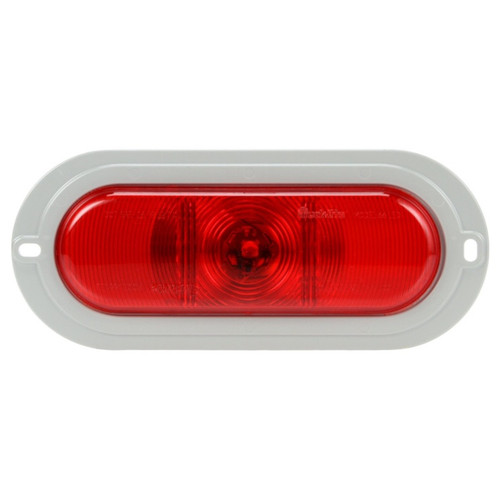 Truck-Lite Super 66 1 Diode Red Oval LED Stop/Turn/Tail Light 12V with Gray Flange and Fit N Forget S.S. - 66252R