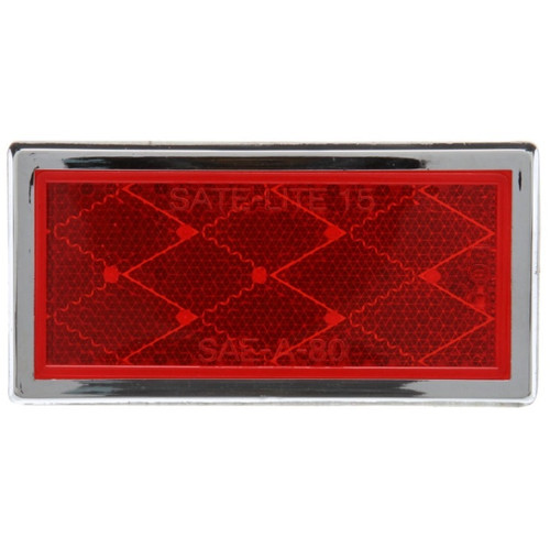 Signal-Stat Red Rectangle Reflector with Chrome Acrylic Adhesive Mount by Truck-Lite - 32