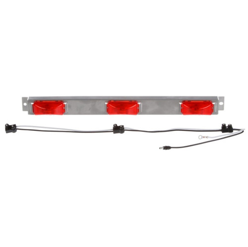 Truck-Lite 15 Series 3 Lights Red Rectangular Incandescent Identification Bar Light Kit 12V with Silver 6 in. Centers - 15741R Truck-Lite 15 Series 3 Lights Red Rectangular Incandescent Identification Bar Light Kit 12V with Silver 6 in. Centers - 15741R