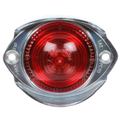 Signal-Stat 1 Bulb Red Round Incandescent Marker Clearance Light 12V with Silver Steel Flange and Socket Assembly by Truck-Lite - 1116