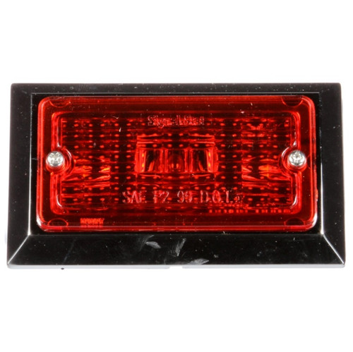 Signal-Stat 1 Bulb Red Rectangular Incandescent Marker Clearance Light 12V with 2 Screw Chrome Vinyl by Truck-Lite - 1571