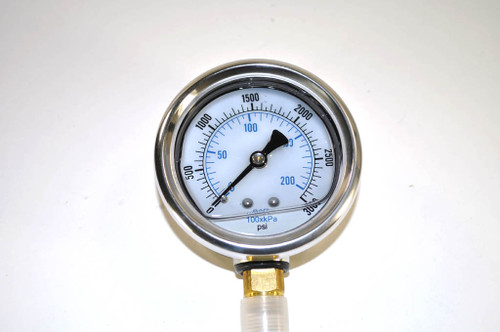 PIC 0-3000 PSI Glycerine Filled Pressure Gauge 2.5 in. with Stainless Steel Case and 1/4 in. NPT Male - 201L-254P