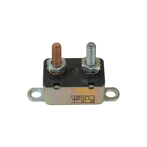 Pollak Single Pole Thermal Type Breaker 50A 12VDC with Metal Base and Bracket - 54-550