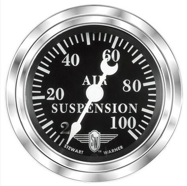 Stewart Warner Black Wings 2-1/16 in. Mechanical Air Suspension Pressure  Gauge 2-100 PSI - 82484