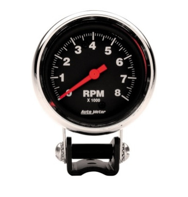 Autometer Air-Core Traditional Chrome 2-5/8 in. Pedestal Tachometer Gauge  0-8000 RPM - 2893