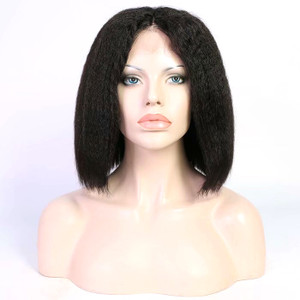 Lace Front Bob Wig 180% density Pre-plucked Virgin Human Hair kinky Straight Lace Front Bob Wig 180% density Pre-plucked Virgin Human Hair kinky Straight