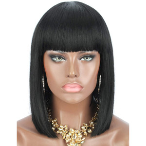 Lace Front Bob Wig With Bang 180% density Pre-plucked Virgin Human Hair Lace Front Bob Wig With Bang 180% density Pre-plucked Virgin Human Hair