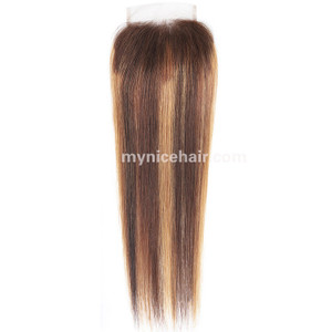 Transparent Lace 4X4 Pre-plucked High Quality Highlight 4#/27# Closure Transparent Lace 4X4 Pre-plucked High Quality Highlight 4#/27# Closure