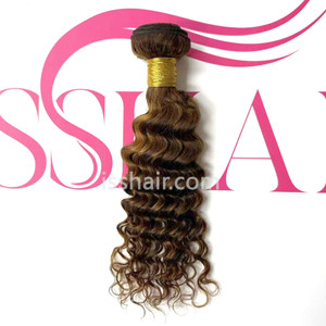 High Quality 1 Bundle Deep Wave Highlights Virgin Remy Human Hair Weave