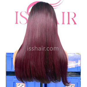 220% density 22inch Straight 4x4 Bob Remy Virgin Human Hair wig Colour 1b/99j#