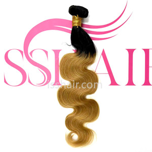 High Quality 1 Bundle Body Wave Ombre 1b/27 blond Virgin Remy Human Hair Weave