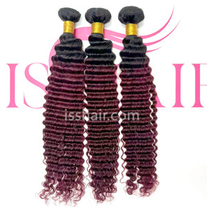 High Quality 3 Bundles deep wave ombre 1b/99j Virgin Remy Human Hair